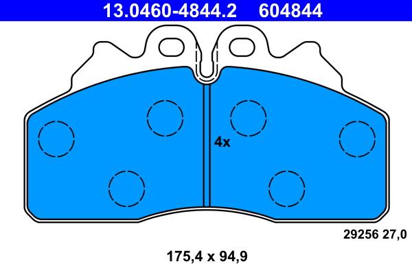 ATE 13.0460-4844.2 - Kit pastiglie freno, Freno a disco autozon.pro