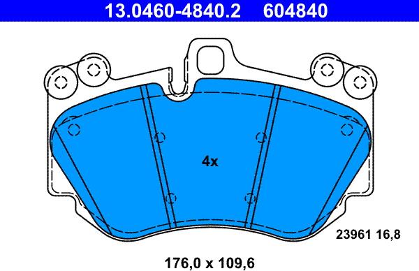 ATE 13.0460-4840.2 - Kit pastiglie freno, Freno a disco autozon.pro