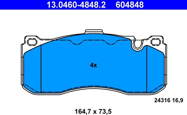 ATE 13.0460-4848.2 - Kit pastiglie freno, Freno a disco autozon.pro