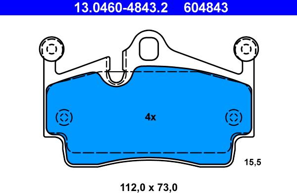 ATE 13.0460-4843.2 - Kit pastiglie freno, Freno a disco autozon.pro