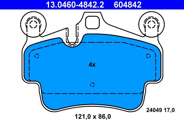 ATE 13.0460-4842.2 - Kit pastiglie freno, Freno a disco autozon.pro