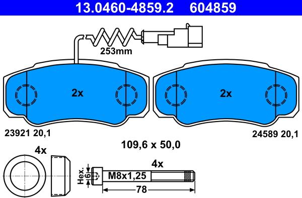 ATE 13.0460-4859.2 - Kit pastiglie freno, Freno a disco autozon.pro