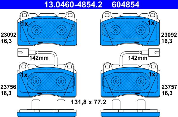 ATE 13.0460-4854.2 - Kit pastiglie freno, Freno a disco autozon.pro