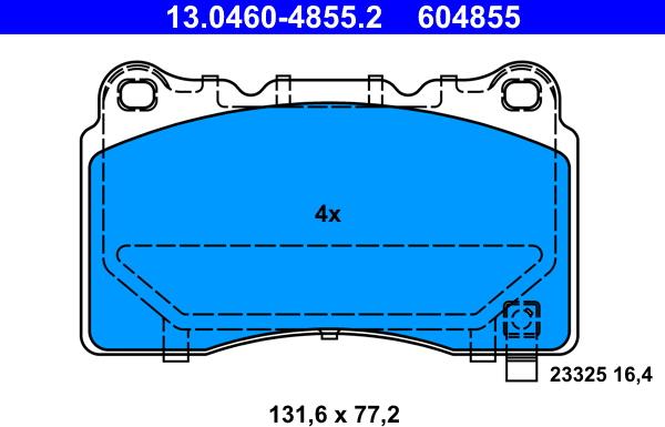 ATE 13.0460-4855.2 - Kit pastiglie freno, Freno a disco autozon.pro