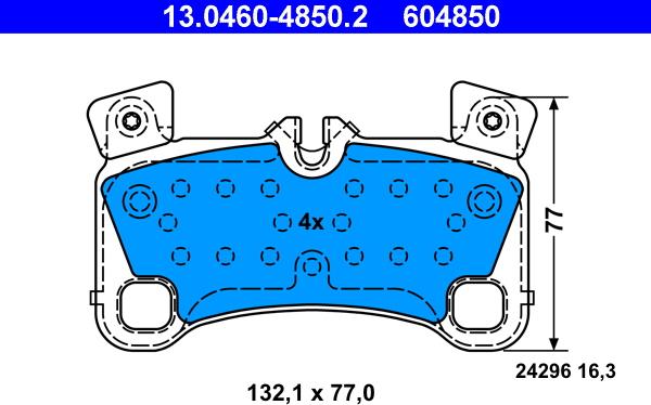 ATE 13.0460-4850.2 - Kit pastiglie freno, Freno a disco autozon.pro