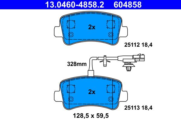 ATE 13.0460-4858.2 - Kit pastiglie freno, Freno a disco autozon.pro