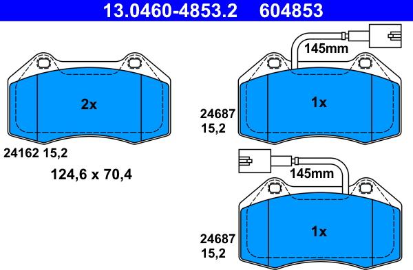 ATE 13.0460-4853.2 - Kit pastiglie freno, Freno a disco autozon.pro