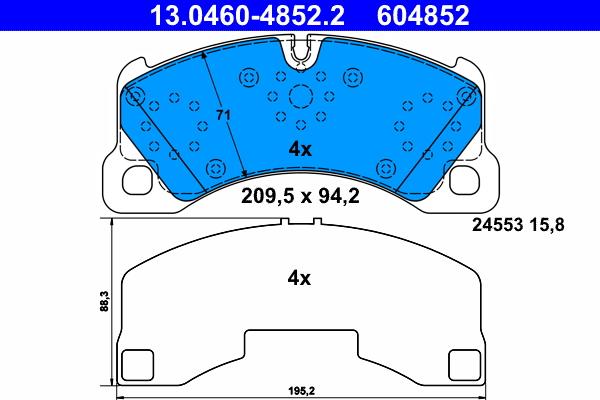 ATE 13.0460-4852.2 - Kit pastiglie freno, Freno a disco autozon.pro