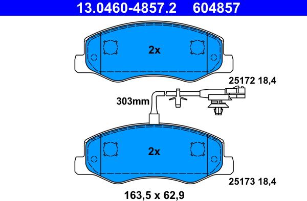 ATE 13.0460-4857.2 - Kit pastiglie freno, Freno a disco autozon.pro