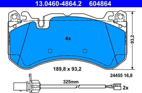 ATE 13.0460-4864.2 - Kit pastiglie freno, Freno a disco autozon.pro