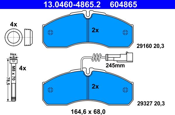 ATE 13.0460-4865.2 - Kit pastiglie freno, Freno a disco autozon.pro