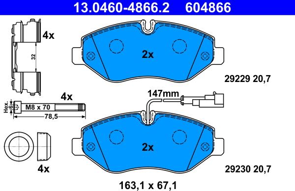 ATE 13.0460-4866.2 - Kit pastiglie freno, Freno a disco autozon.pro