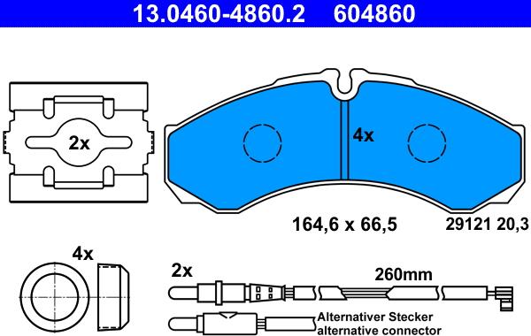 ATE 13.0460-4860.2 - Kit pastiglie freno, Freno a disco autozon.pro