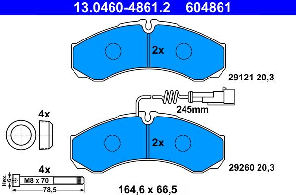 ATE 13.0460-4861.2 - Kit pastiglie freno, Freno a disco autozon.pro