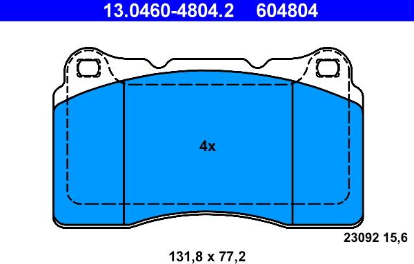 ATE 13.0460-4804.2 - Kit pastiglie freno, Freno a disco autozon.pro