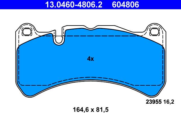 ATE 13.0460-4806.2 - Kit pastiglie freno, Freno a disco autozon.pro