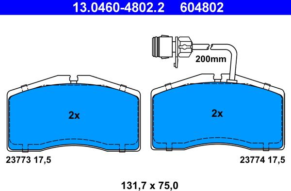 ATE 13.0460-4802.2 - Kit pastiglie freno, Freno a disco autozon.pro