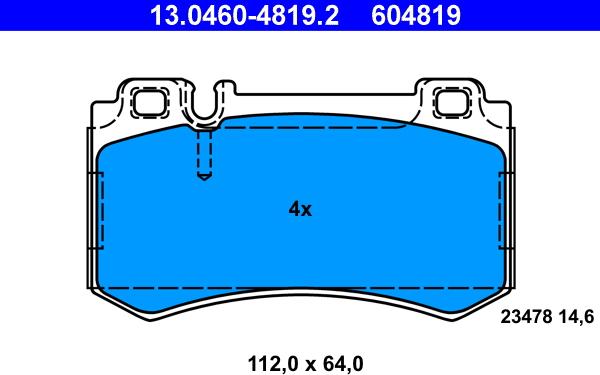 ATE 13.0460-4819.2 - Kit pastiglie freno, Freno a disco autozon.pro