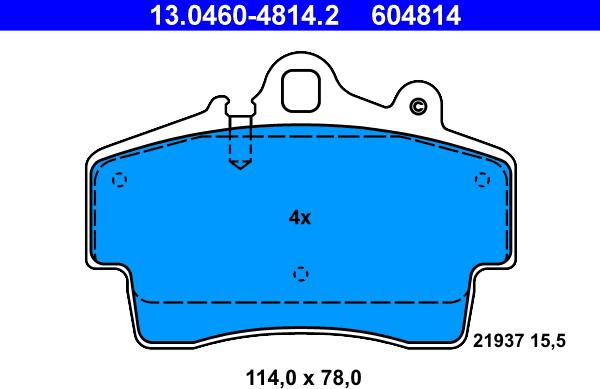 ATE 13.0460-4814.2 - Kit pastiglie freno, Freno a disco autozon.pro