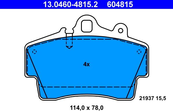 ATE 13.0460-4815.2 - Kit pastiglie freno, Freno a disco autozon.pro