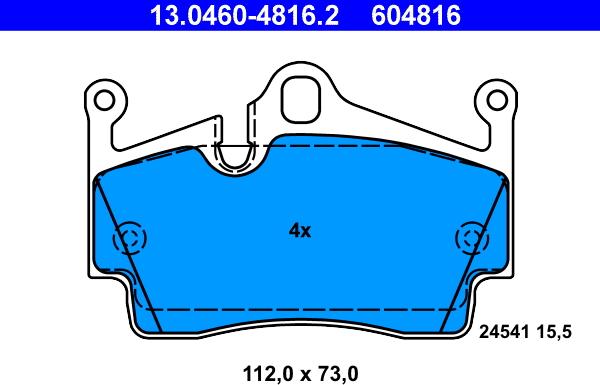 ATE 13.0460-4816.2 - Kit pastiglie freno, Freno a disco autozon.pro