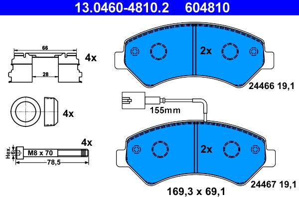 ATE 13.0460-4810.2 - Kit pastiglie freno, Freno a disco autozon.pro