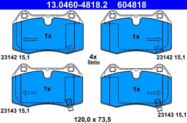 ATE 13.0460-4818.2 - Kit pastiglie freno, Freno a disco autozon.pro