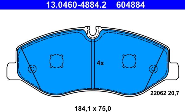 ATE 13.0460-4884.2 - Kit pastiglie freno, Freno a disco autozon.pro