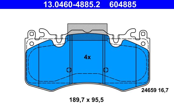 ATE 13.0460-4885.2 - Kit pastiglie freno, Freno a disco autozon.pro