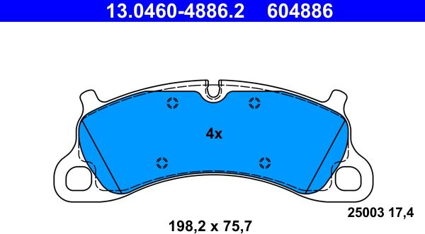 ATE 13.0460-4886.2 - Kit pastiglie freno, Freno a disco autozon.pro