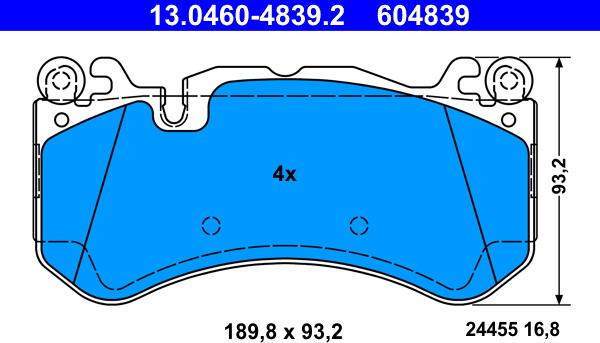 ATE 13.0460-4839.2 - Kit pastiglie freno, Freno a disco autozon.pro