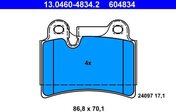 ATE 13.0460-4834.2 - Kit pastiglie freno, Freno a disco autozon.pro