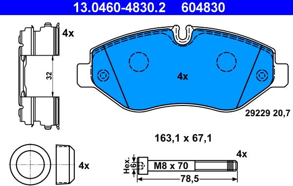 ATE 13.0460-4830.2 - Kit pastiglie freno, Freno a disco autozon.pro