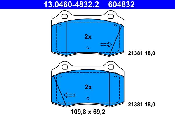 ATE 13.0460-4832.2 - Kit pastiglie freno, Freno a disco autozon.pro