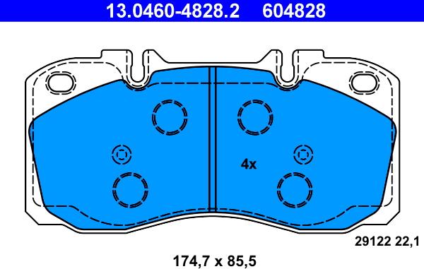 ATE 13.0460-4828.2 - Kit pastiglie freno, Freno a disco autozon.pro