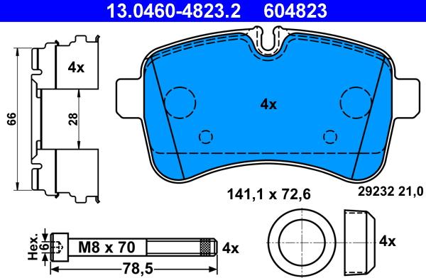 ATE 13.0460-4823.2 - Kit pastiglie freno, Freno a disco autozon.pro