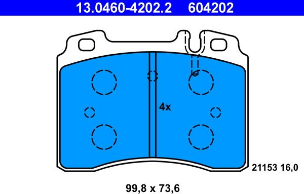 ATE 13.0460-4202.2 - Kit pastiglie freno, Freno a disco autozon.pro