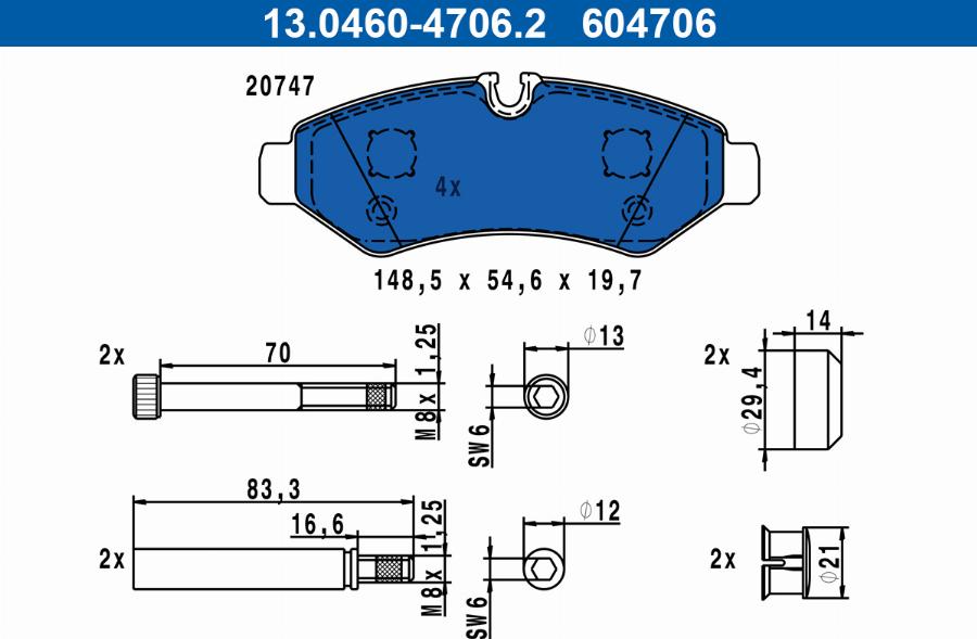 ATE 13.0460-4706.2 - Kit pastiglie freno, Freno a disco autozon.pro