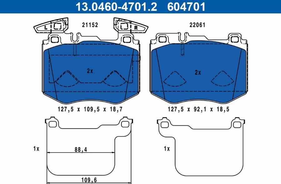 ATE 13.0460-4701.2 - Kit pastiglie freno, Freno a disco autozon.pro