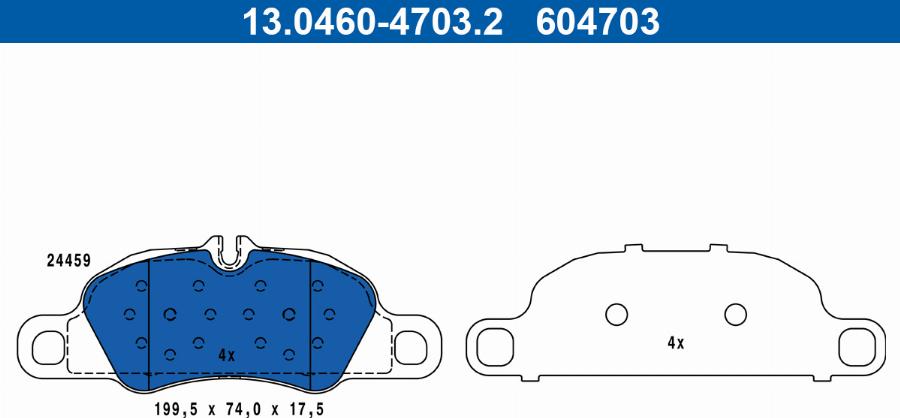 ATE 13.0460-4703.2 - Kit pastiglie freno, Freno a disco autozon.pro