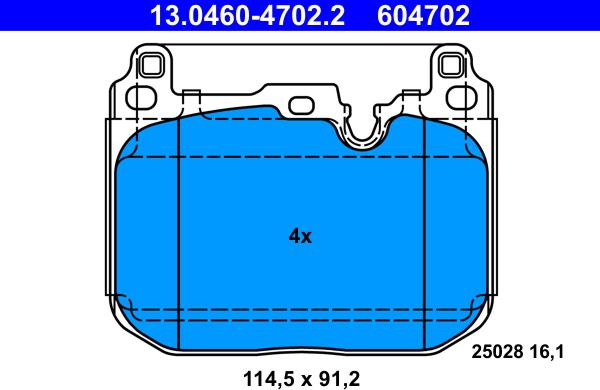 ATE 13.0460-4702.2 - Kit pastiglie freno, Freno a disco autozon.pro