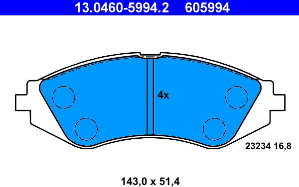 ATE 13.0460-5994.2 - Kit pastiglie freno, Freno a disco autozon.pro