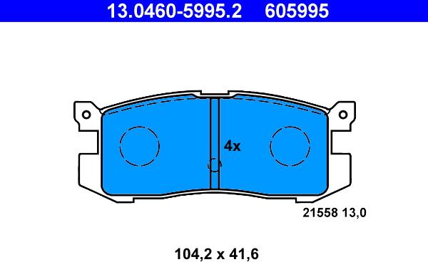 ATE 13.0460-5995.2 - Kit pastiglie freno, Freno a disco autozon.pro