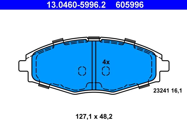 ATE 13.0460-5996.2 - Kit pastiglie freno, Freno a disco autozon.pro