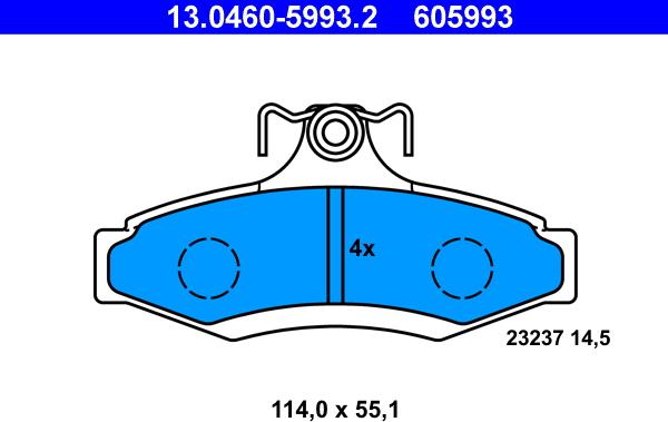 ATE 13.0460-5993.2 - Kit pastiglie freno, Freno a disco autozon.pro