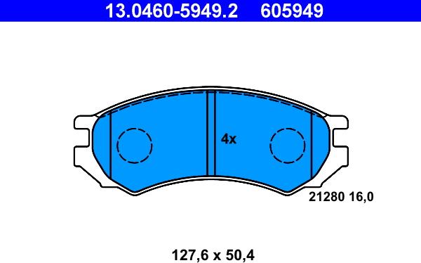 ATE 13.0460-5949.2 - Kit pastiglie freno, Freno a disco autozon.pro