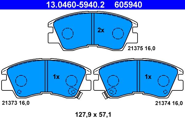 ATE 13.0460-5940.2 - Kit pastiglie freno, Freno a disco autozon.pro