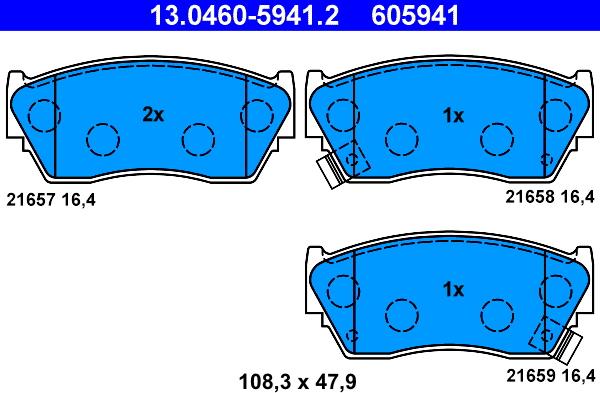 ATE 13.0460-5941.2 - Kit pastiglie freno, Freno a disco autozon.pro