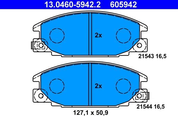 ATE 13.0460-5942.2 - Kit pastiglie freno, Freno a disco autozon.pro