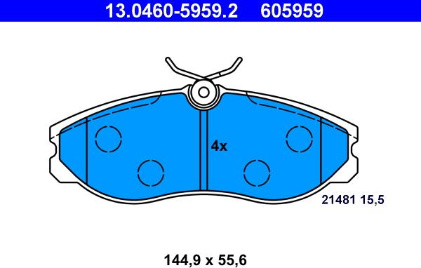 ATE 13.0460-5959.2 - Kit pastiglie freno, Freno a disco autozon.pro